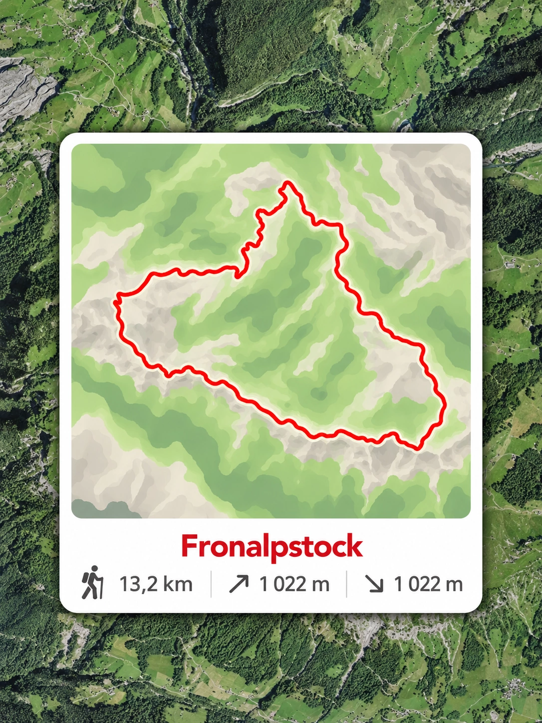 Randonnée au Fronalpstock depuis Stoos Carte de la randonnée au Fronalpstock depuis Stoos, avec le parcours en rouge passant par le Chlingenstock.